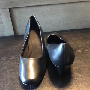 Black leather heels